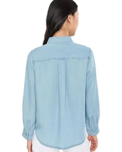 Liverpool Los Angeles Denim Long Sleeve Shirt with Pockets Women's