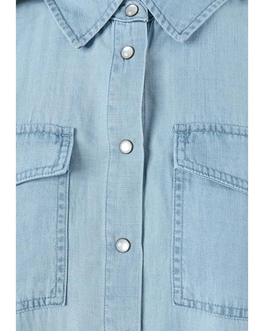 Liverpool Los Angeles Denim Long Sleeve Shirt with Pockets Women's