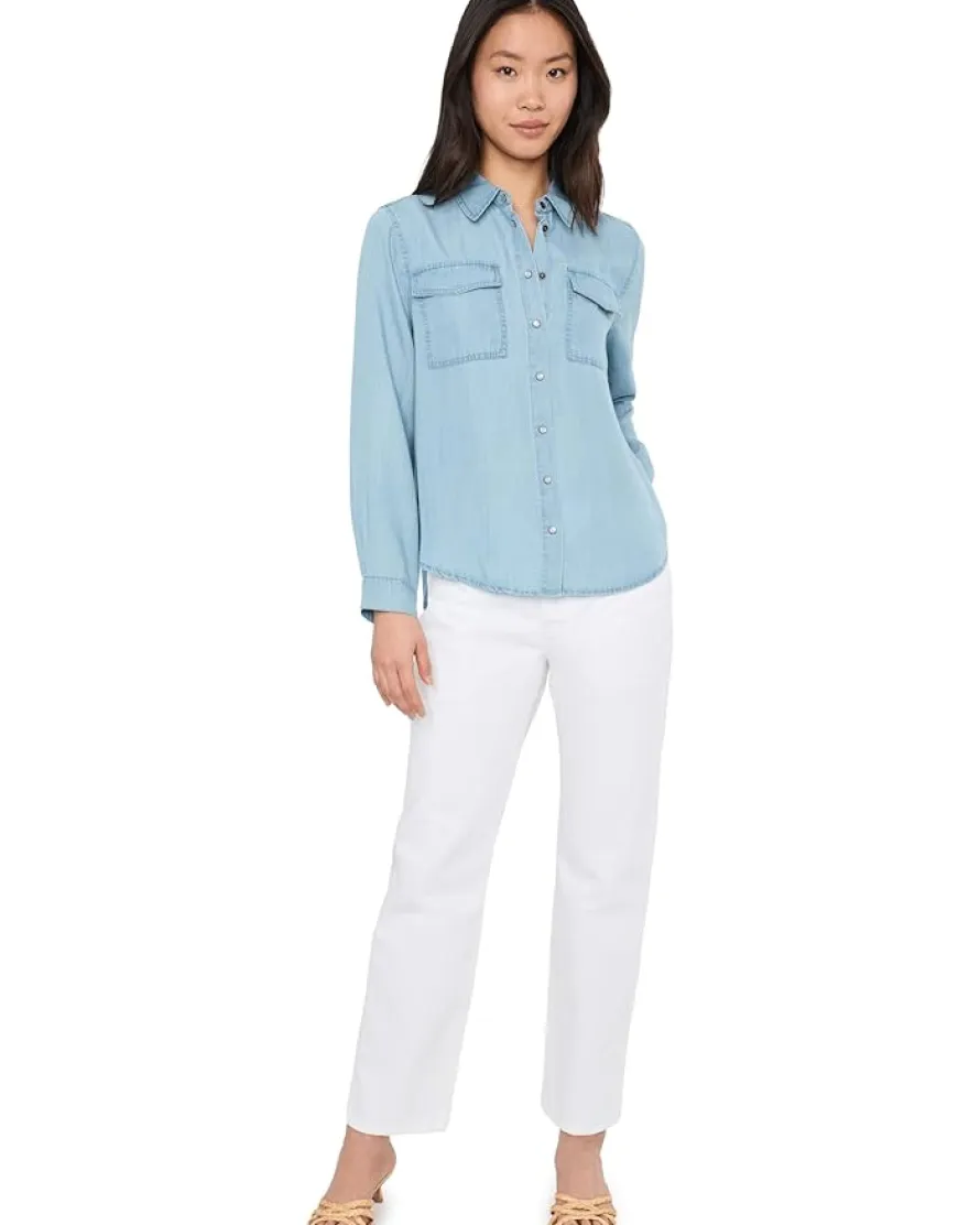 Liverpool Los Angeles Denim Long Sleeve Shirt with Pockets Women's