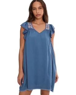 Liverpool Los Angeles Flutter Sleeve V-Neck Woven Dress Women's