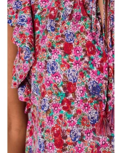 Liverpool Los Angeles Flutter Sleeve Peplum Woven Top with Ties Women's