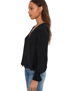 Liverpool Los Angeles Long Sleeve Button Front Woven Top With Smocking Women's