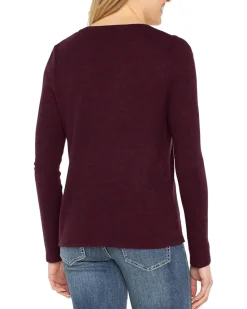 Liverpool Los Angeles Long Sleeve V-Neck Knit Top W/ Shirring Women's