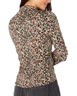 Liverpool Los Angeles Long Sleeve Pleasted Mock Neck Knit Top with Shirring Women's