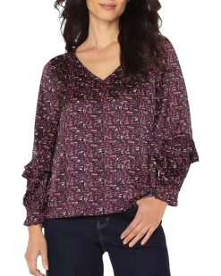 Liverpool Los Angeles Long Sleeve Woven Blouse W/ Ruffles Women's