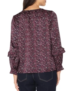 Liverpool Los Angeles Long Sleeve Woven Blouse W/ Ruffles Women's