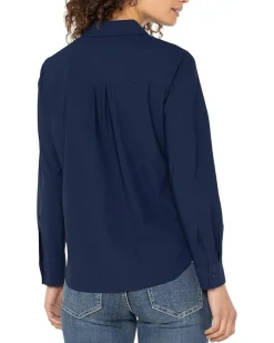 Liverpool Los Angeles Long Sleeve Collared Zip Front Knit Shirt Women's