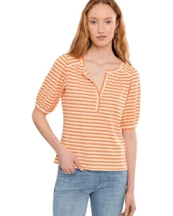 Liverpool Los Angeles Petite Elbow Sleeve Henley Knit Top Women's