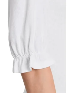 Liverpool Los Angeles Petite Elbow Sleeve Notch Knit Tee Women's