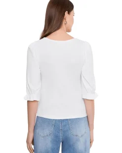 Liverpool Los Angeles Petite Elbow Sleeve Notch Knit Tee Women's