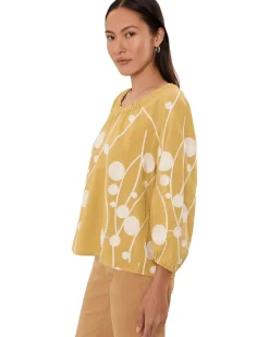 Liverpool Los Angeles Petite 3/4 Sleeve Woven Top with Embroidery Women's