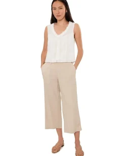 Liverpool Los Angeles Petite Sleeveless Pintucked Woven Top with Ruffles Women's