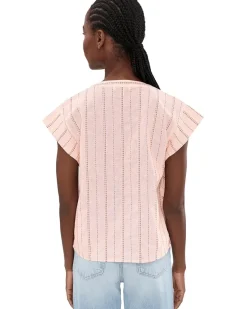 Liverpool Los Angeles Petite Short Sleeve Popover Woven Top Women's