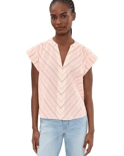 Liverpool Los Angeles Petite Short Sleeve Popover Woven Top Women's