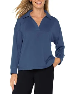 Liverpool Los Angeles Plush Comfort Knit V-Neck Popover With Collar Women's