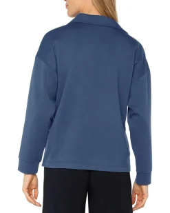 Liverpool Los Angeles Plush Comfort Knit V-Neck Popover With Collar Women's