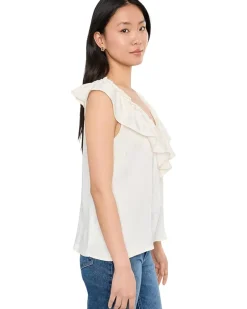 Liverpool Los Angeles Ruffle Front Sleeveless Woven To Knit Top Women's