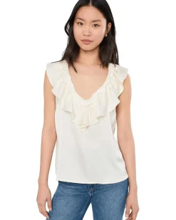 Liverpool Los Angeles Ruffle Front Sleeveless Woven To Knit Top Women's