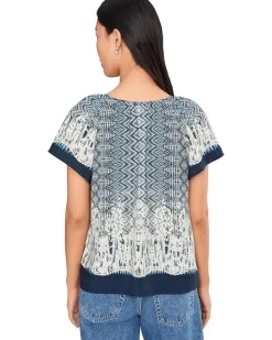 Liverpool Los Angeles Short Sleeve Woven Top With Front Tie Detail Women's