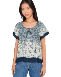 Liverpool Los Angeles Short Sleeve Woven Top With Front Tie Detail Women's