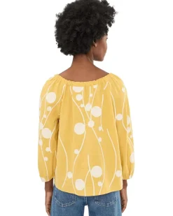 Liverpool Los Angeles 3/4 Sleeve Woven Top with Embroidery Women's