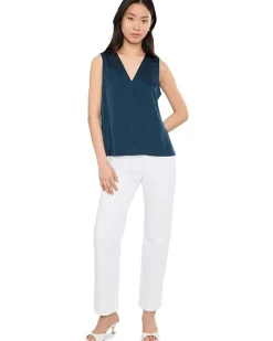 Liverpool Los Angeles Sleeveless V-Neck Woven To Knit Top Women's