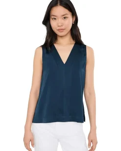 Liverpool Los Angeles Sleeveless V-Neck Woven To Knit Top Women's