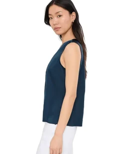 Liverpool Los Angeles Sleeveless V-Neck Woven To Knit Top Women's