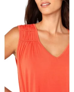 Liverpool Los Angeles Sleeveless Shirred Detail Knit Top Women's