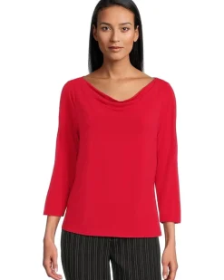 Liverpool Los Angeles 3/4 Sleeve Draped Neck Knit Top Women's