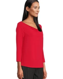 Liverpool Los Angeles 3/4 Sleeve Draped Neck Knit Top Women's