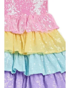 Lola and The Boys Rainbow Sequin Tiered Dream Dress (Toddler/Little Kid/Big Kid)