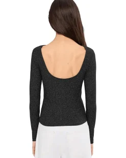 Madewell Bria Long Sleeve Open Back Snit Rib Sparkle Women's