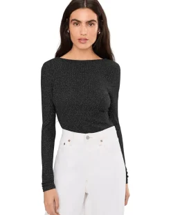 Madewell Bria Long Sleeve Open Back Snit Rib Sparkle Women's