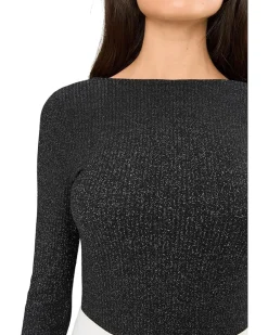 Madewell Bria Long Sleeve Open Back Snit Rib Sparkle Women's