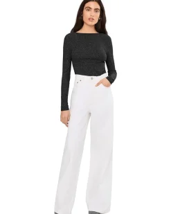Madewell Bria Long Sleeve Open Back Snit Rib Sparkle Women's