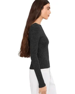 Madewell Bria Long Sleeve Open Back Snit Rib Sparkle Women's