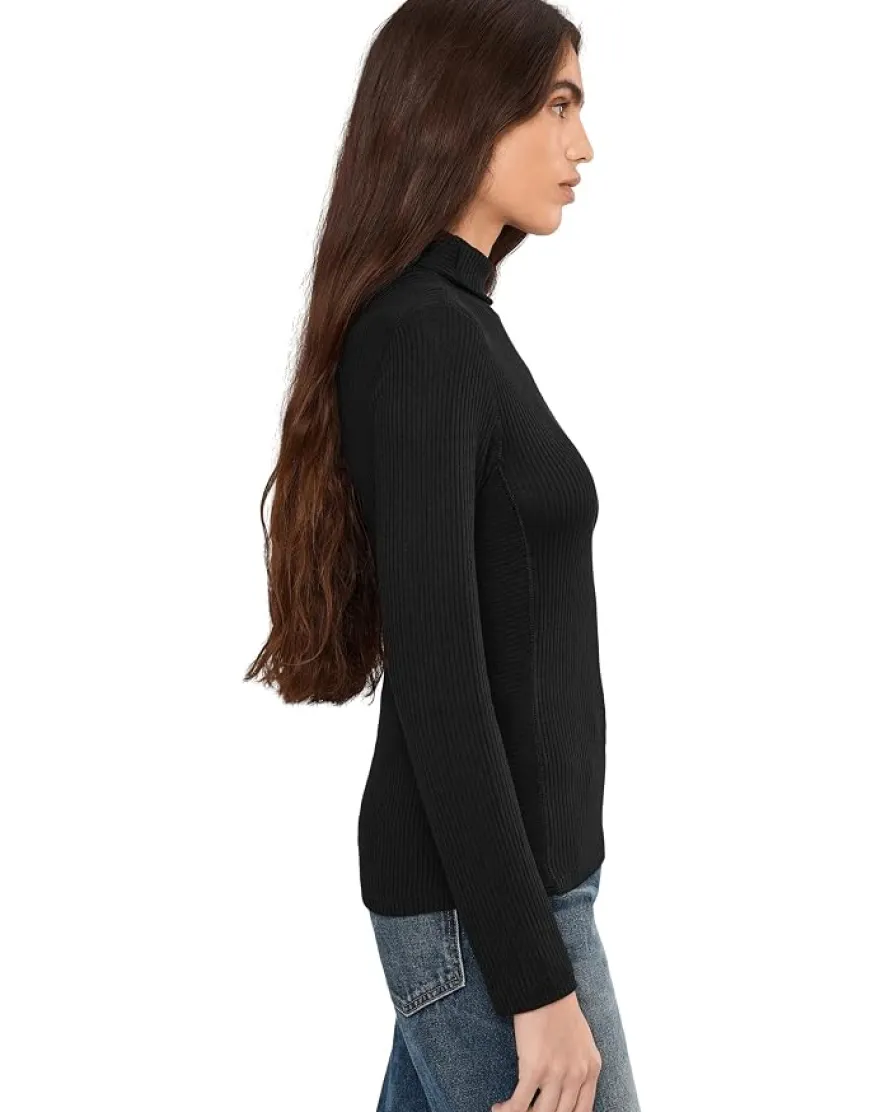 Madewell Coverstitch Turtleneck Drapey Rayon Rib Women's