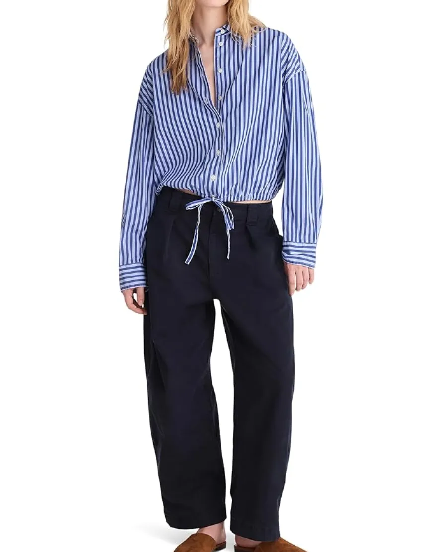 Madewell Drawstring Button-Up Shirt in Poplin Women's