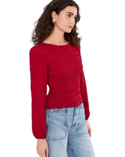 Madewell Smocked Boatneck Top Women's