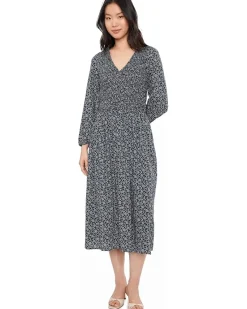 Madewell Smocked V-Neck Midi Dress Women's