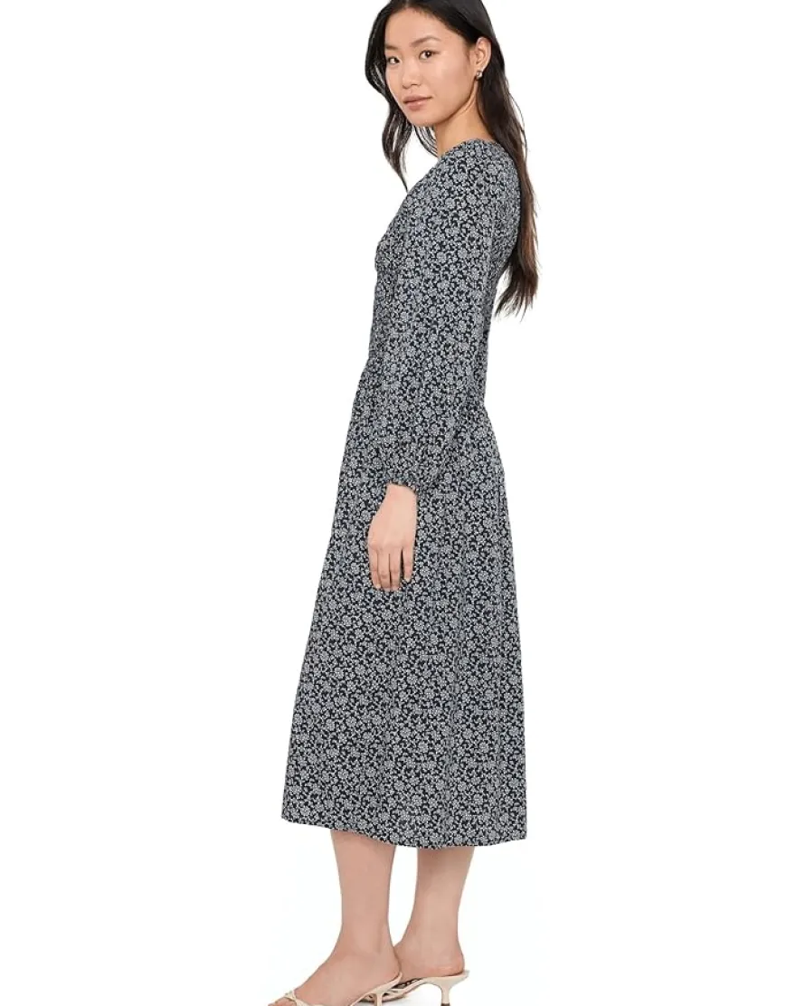 Madewell Smocked V-Neck Midi Dress Women's