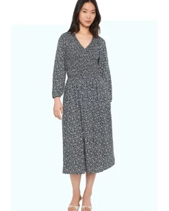 Madewell Smocked V-Neck Midi Dress Women's