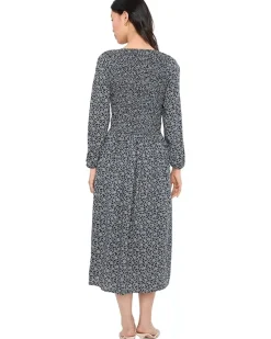 Madewell Smocked V-Neck Midi Dress Women's