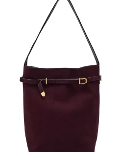 Madewell The Essential Belted Bucket Tote in Suede