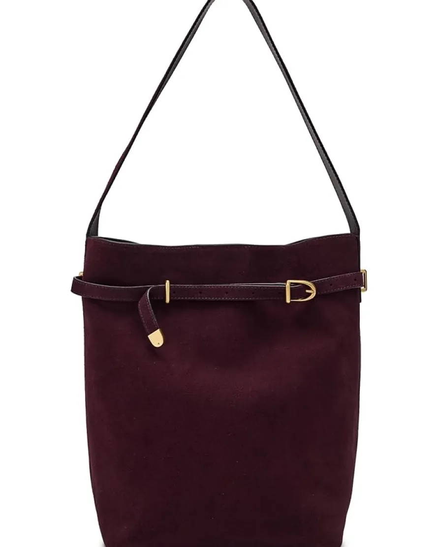 Madewell The Essential Belted Bucket Tote in Suede