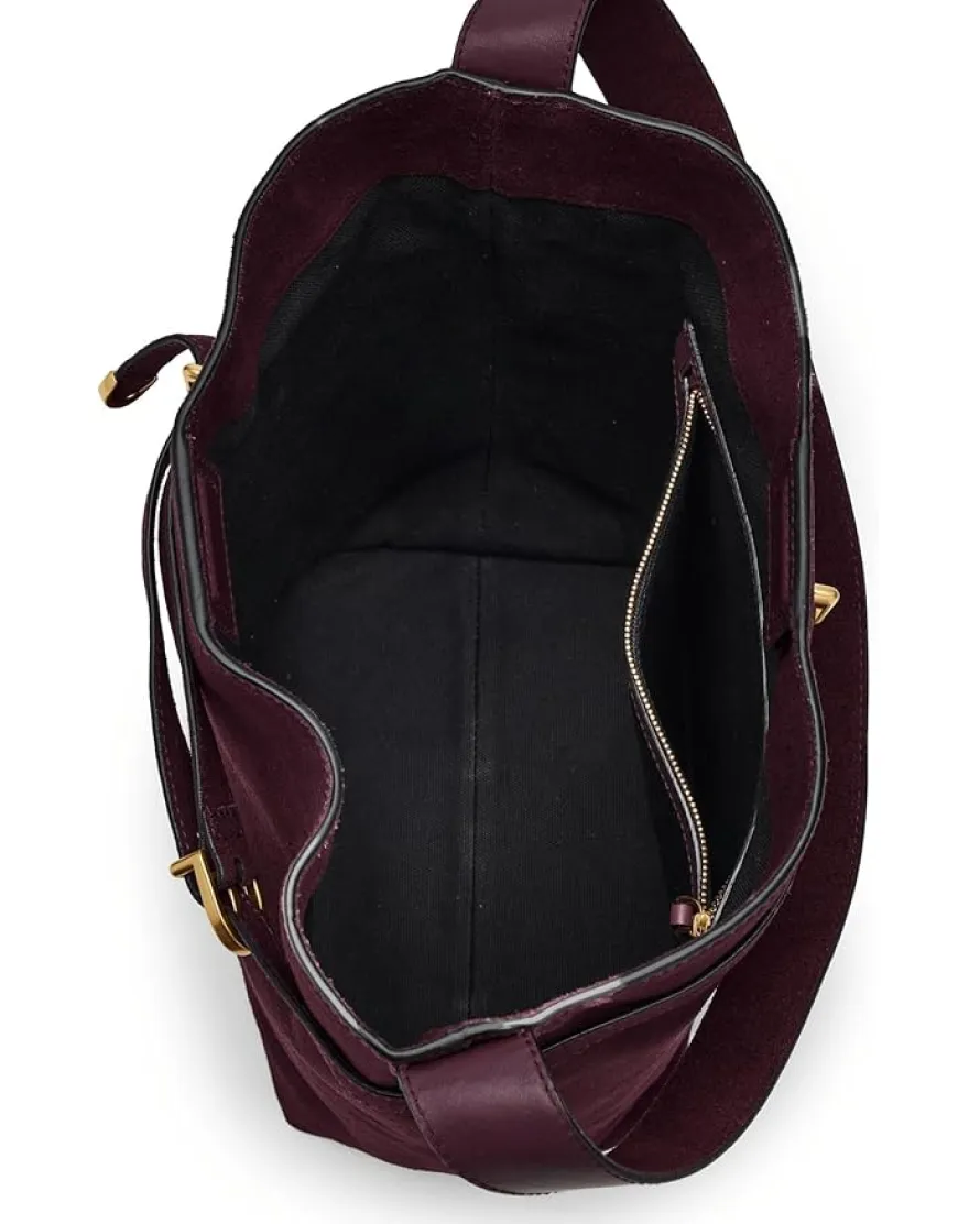 Madewell The Essential Belted Bucket Tote in Suede