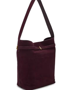 Madewell The Essential Belted Bucket Tote in Suede