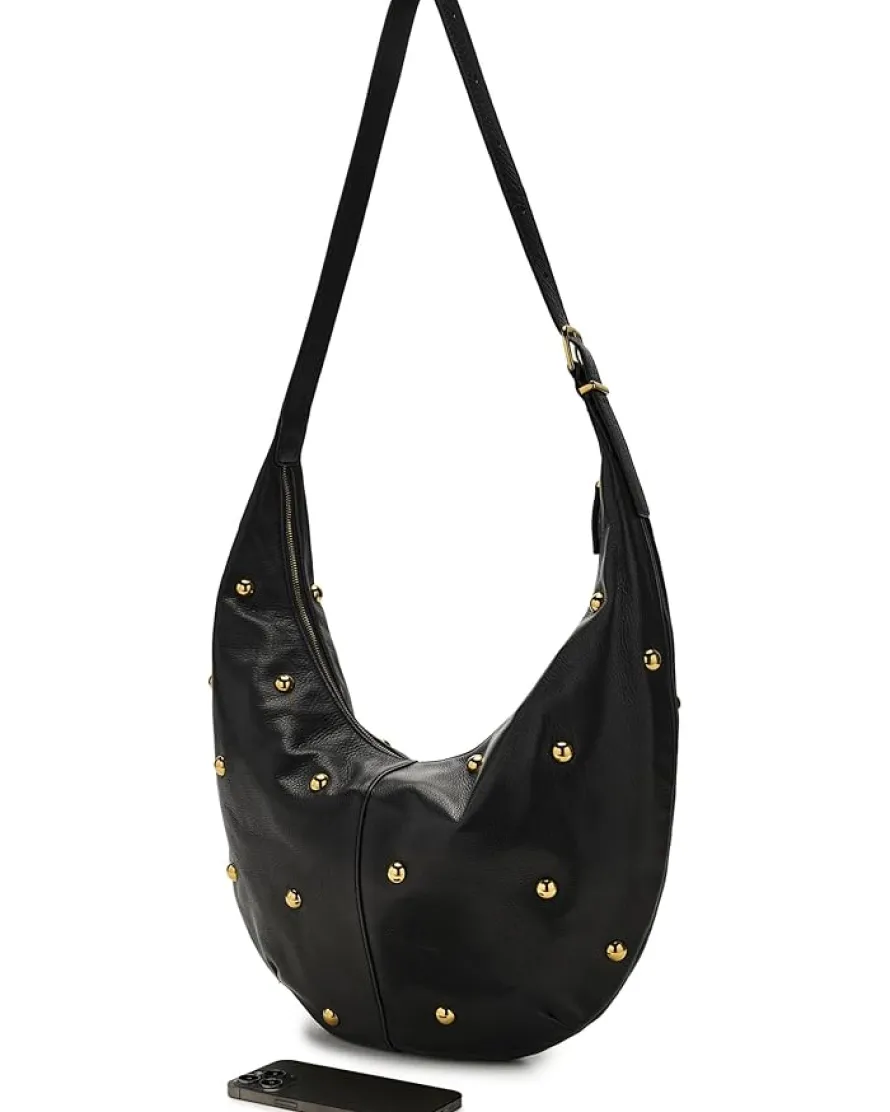 Madewell The Essential Curve Shoulder Bag in Studded Suede