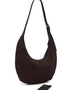 Madewell The Essential Curve Shoulder Bag in Handwoven Suede